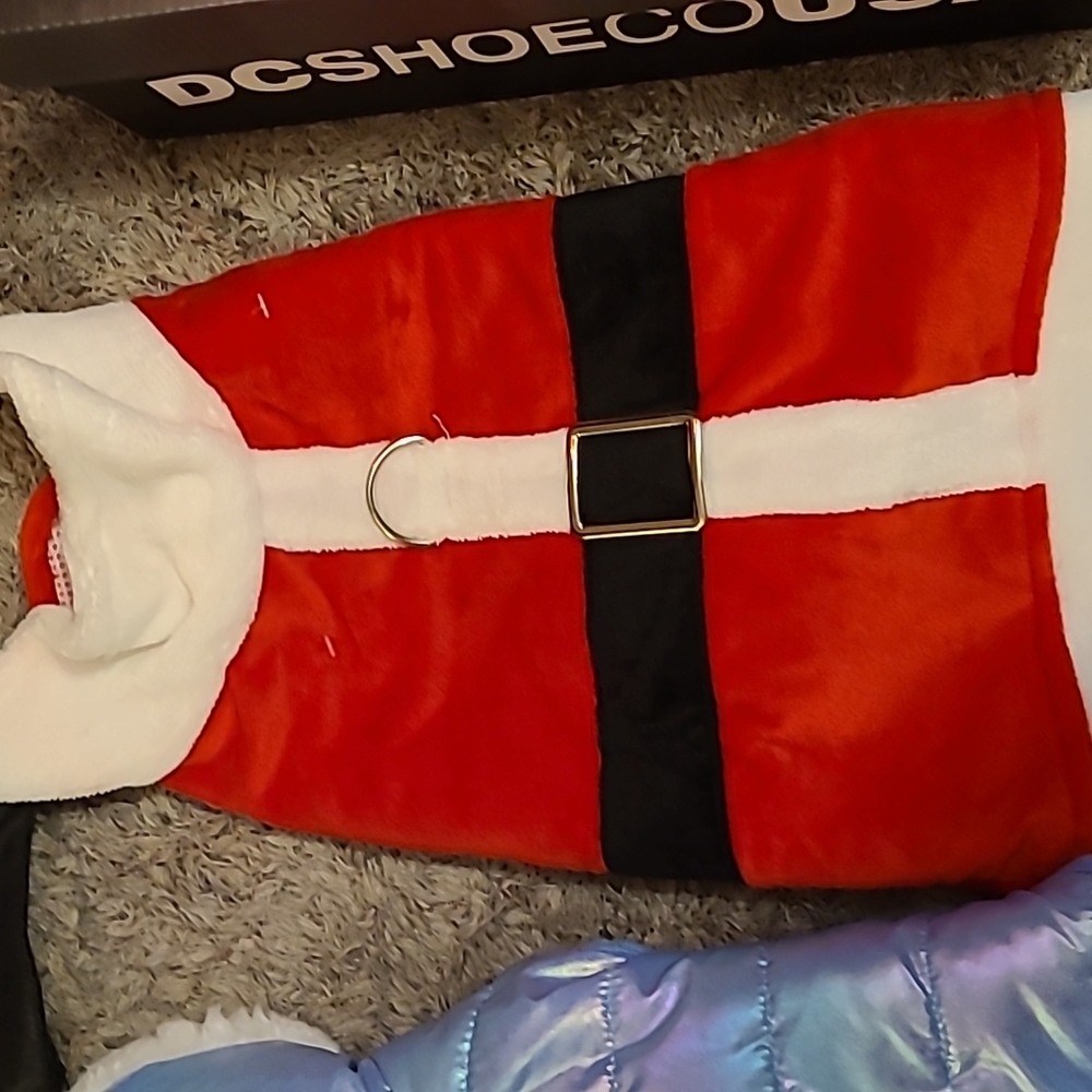 Size small Santa suit and puffy coat